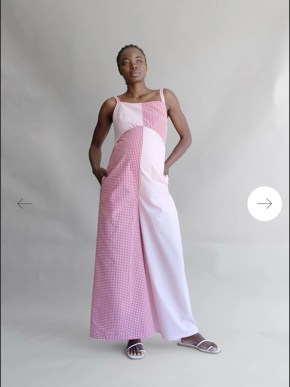 Pink Patchwork Gingham Maxi Dress